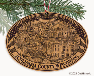 Columbia County Wisconsin Engraved Natural Ornament