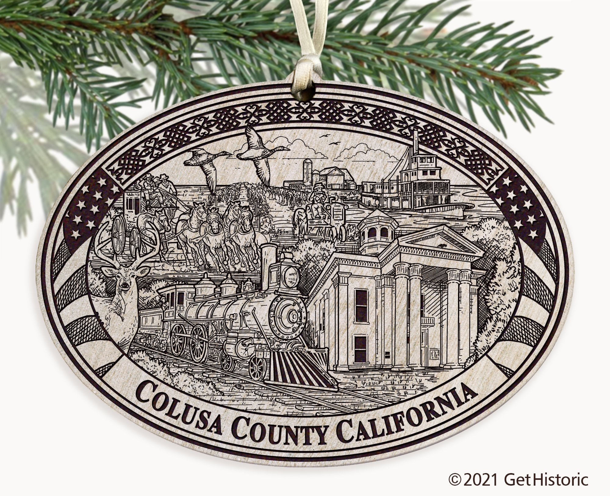 Colusa County California Engraved Ornament
