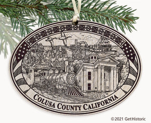 Colusa County California Engraved Ornament