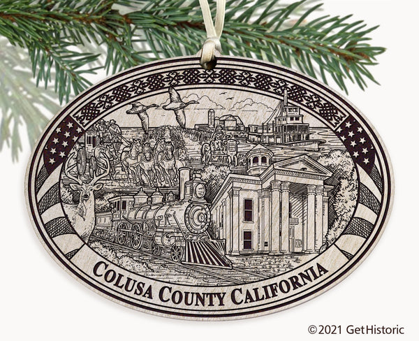 Colusa County California Engraved Ornament