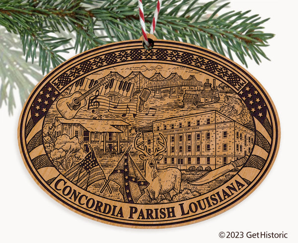 Concordia Parish Louisiana Engraved Natural Ornament