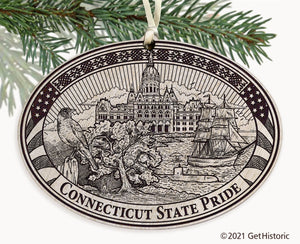 Connecticut State Engraved Ornament