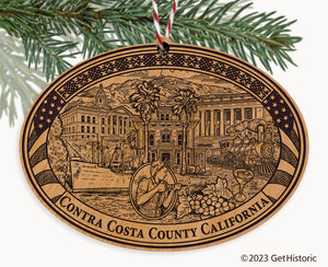 Contra Costa County California Engraved Natural Ornament