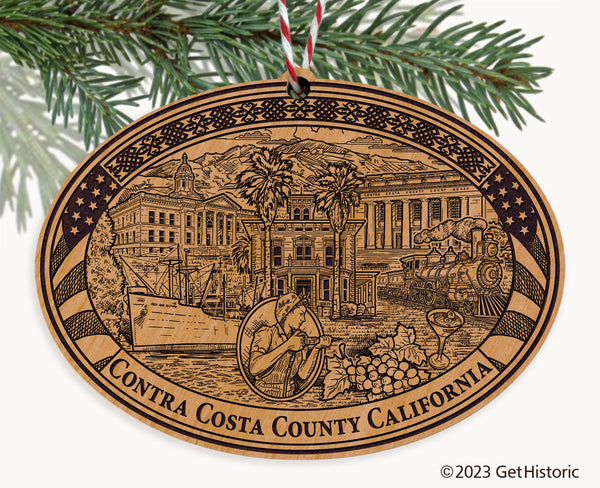 Contra Costa County California Engraved Natural Ornament