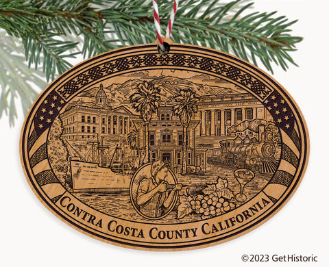 Contra Costa County California Engraved Natural Ornament