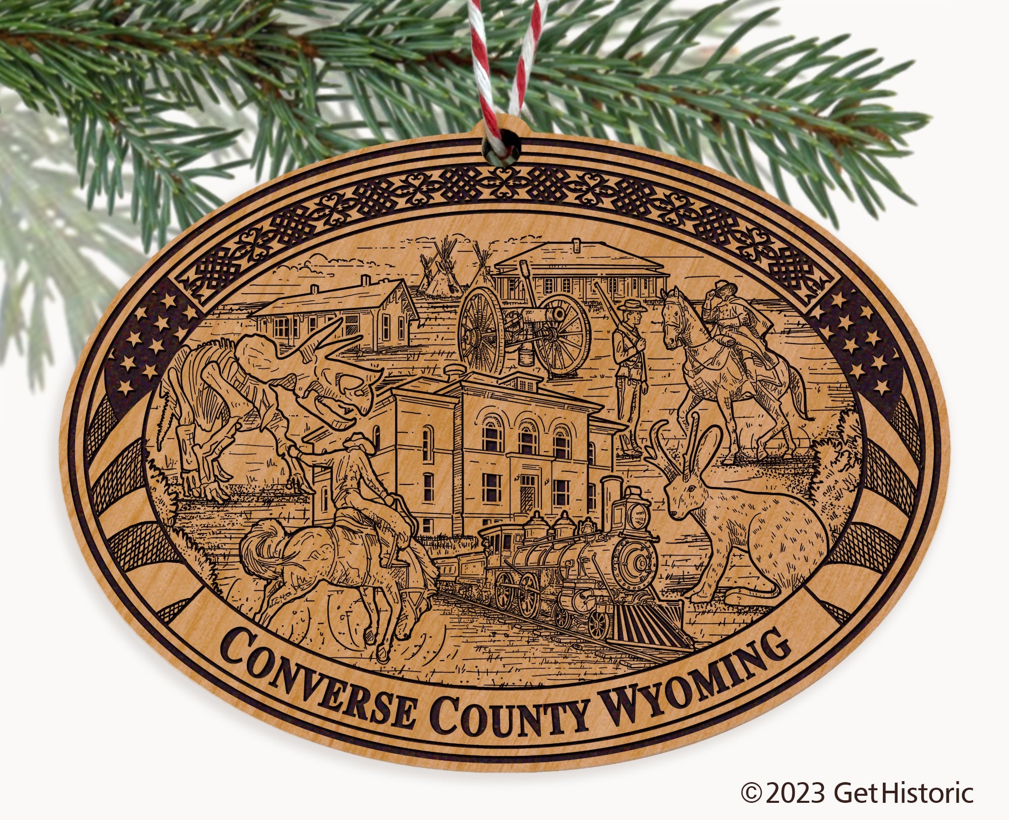 Converse County Wyoming Engraved Natural Ornament