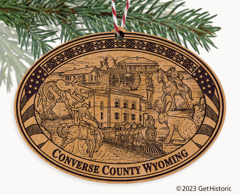 Converse County Wyoming Engraved Natural Ornament