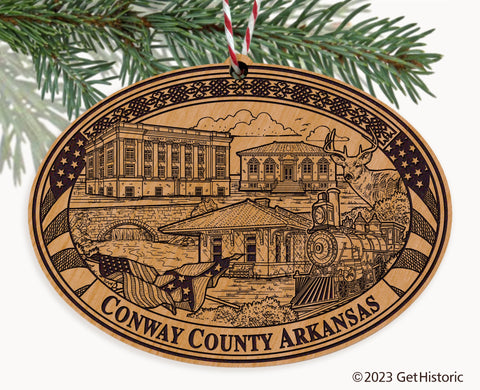 Conway County Arkansas Engraved Natural Ornament