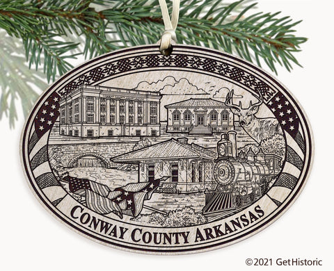 Conway County Arkansas Engraved Ornament