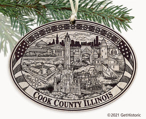 Cook County Illinois Engraved Ornament