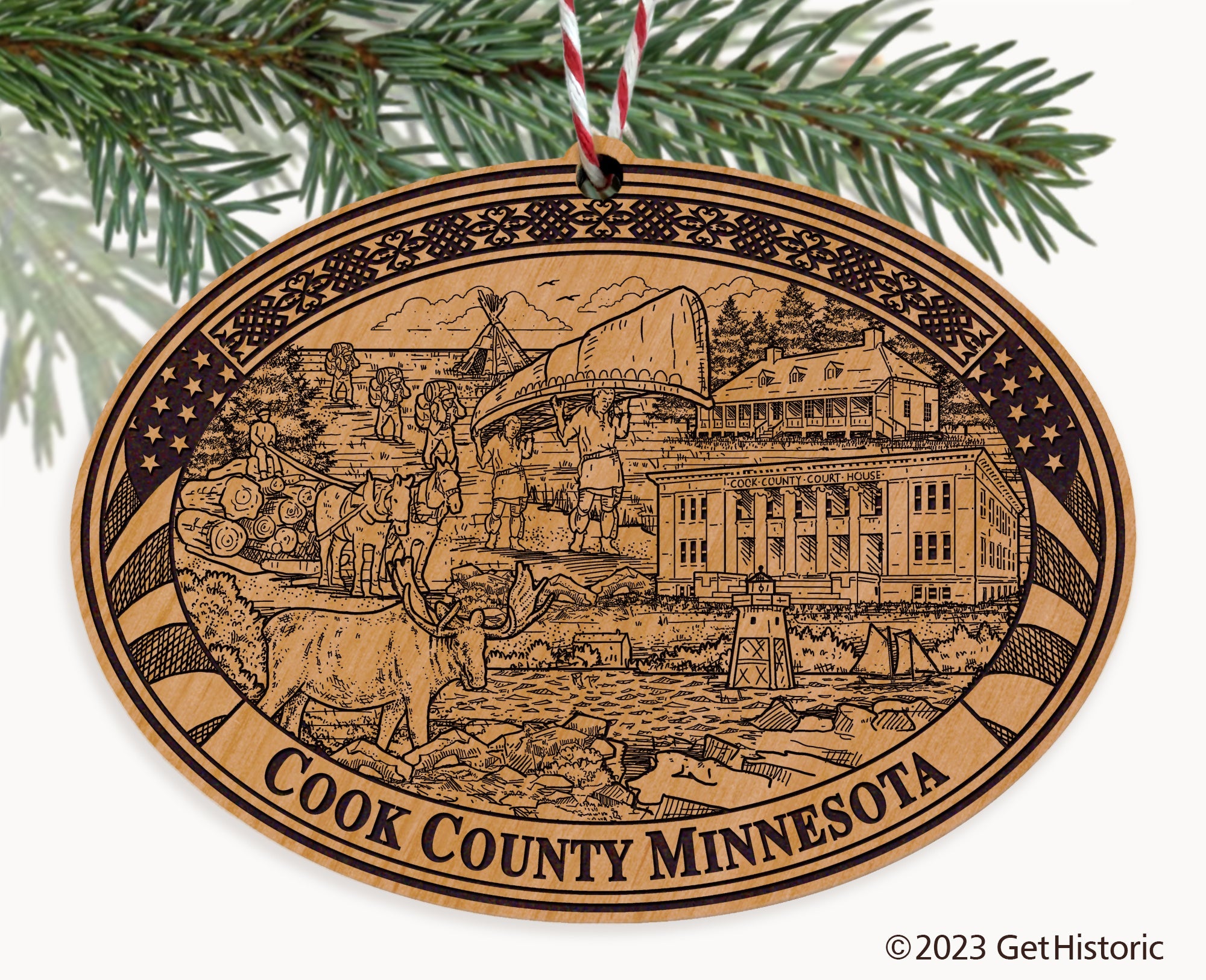Cook County Minnesota Engraved Natural Ornament