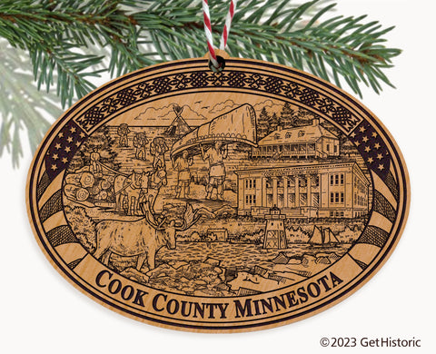 Cook County Minnesota Engraved Natural Ornament