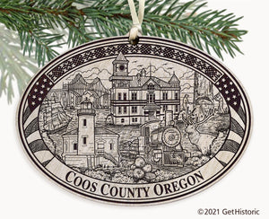 Coos County Oregon Engraved Ornament