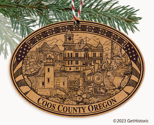 Coos County Oregon Engraved Natural Ornament