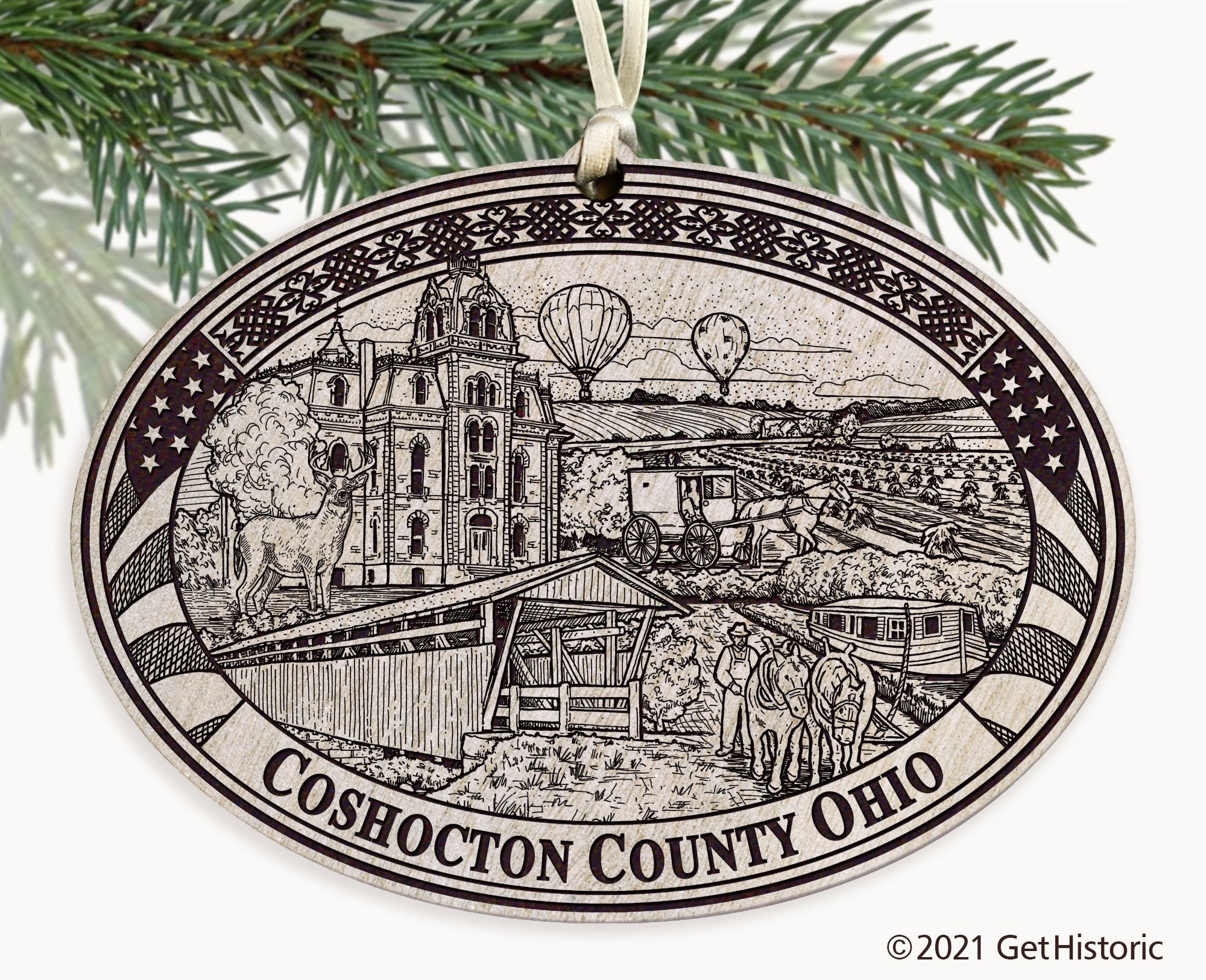 Coshocton County Ohio Engraved Ornament