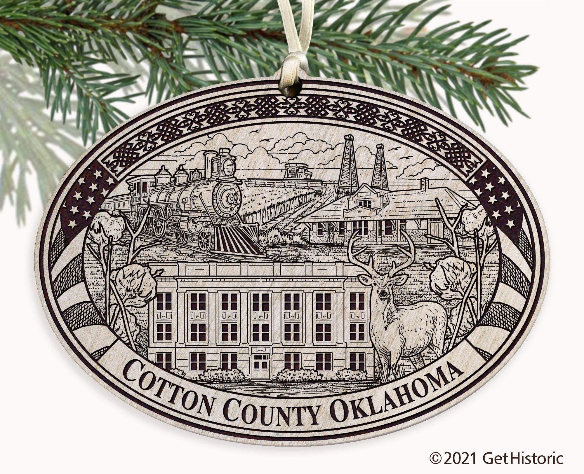 Cotton County Oklahoma Engraved Ornament