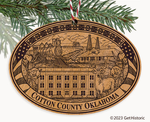 Cotton County Oklahoma Engraved Natural Ornament
