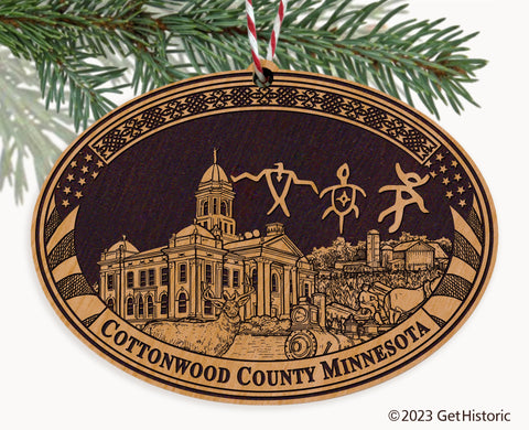 Cottonwood County Minnesota Engraved Natural Ornament