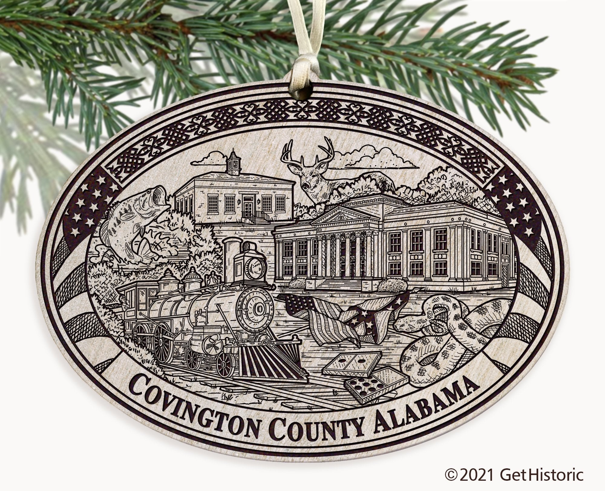 Covington County Alabama Engraved Ornament