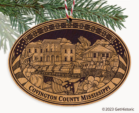 Covington County Mississippi Engraved Natural Ornament