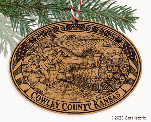 Cowley County Kansas Engraved Natural Ornament