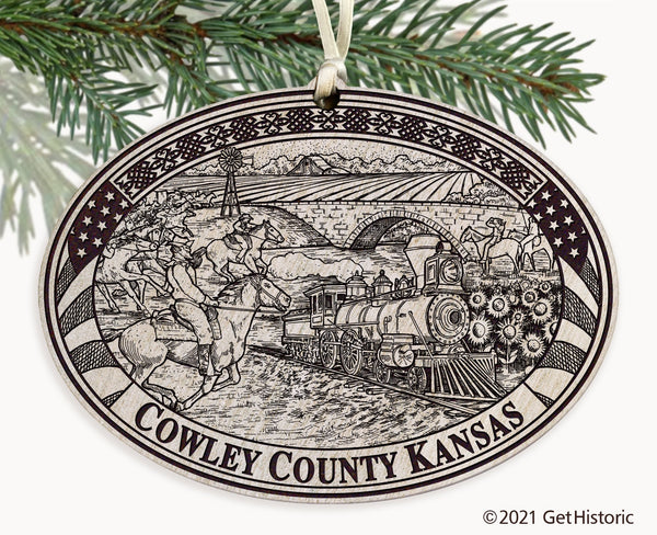 Cowley County Kansas Engraved Ornament