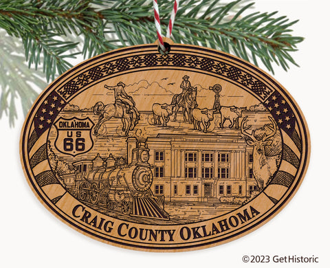 Craig County Oklahoma Engraved Natural Ornament