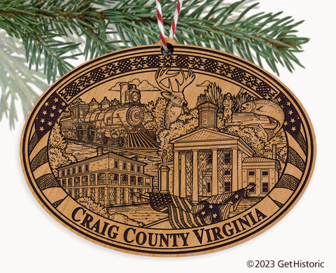 Craig County Virginia Engraved Natural Ornament