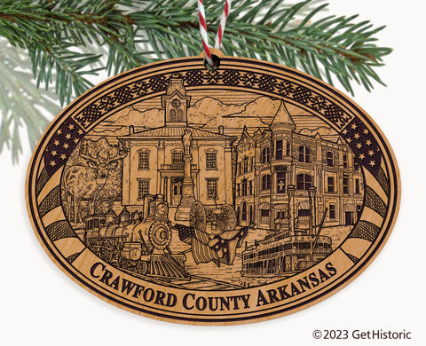 Crawford County Arkansas Engraved Natural Ornament
