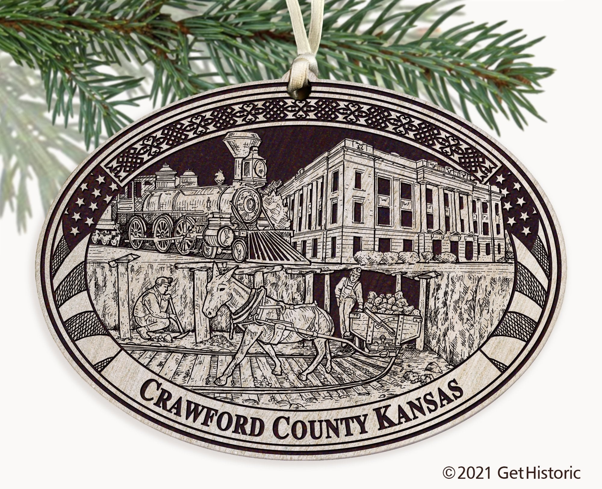 Crawford County Kansas Engraved Ornament
