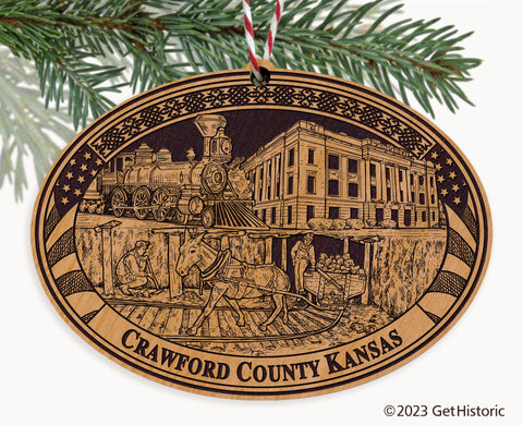Crawford County Kansas Engraved Natural Ornament