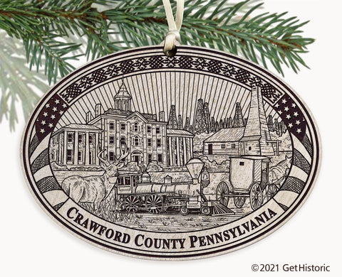 Crawford County Pennsylvania Engraved Ornament