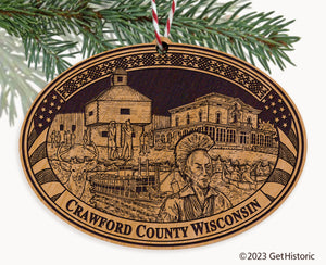 Crawford County Wisconsin Engraved Natural Ornament