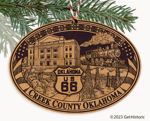 Creek County Oklahoma Engraved Natural Ornament