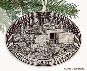 Crenshaw County Alabama Engraved Ornament