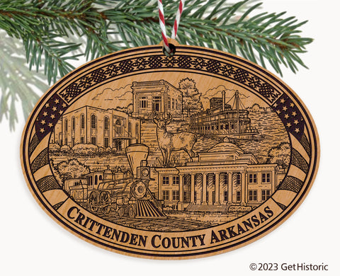 Crittenden County Arkansas Engraved Natural Ornament