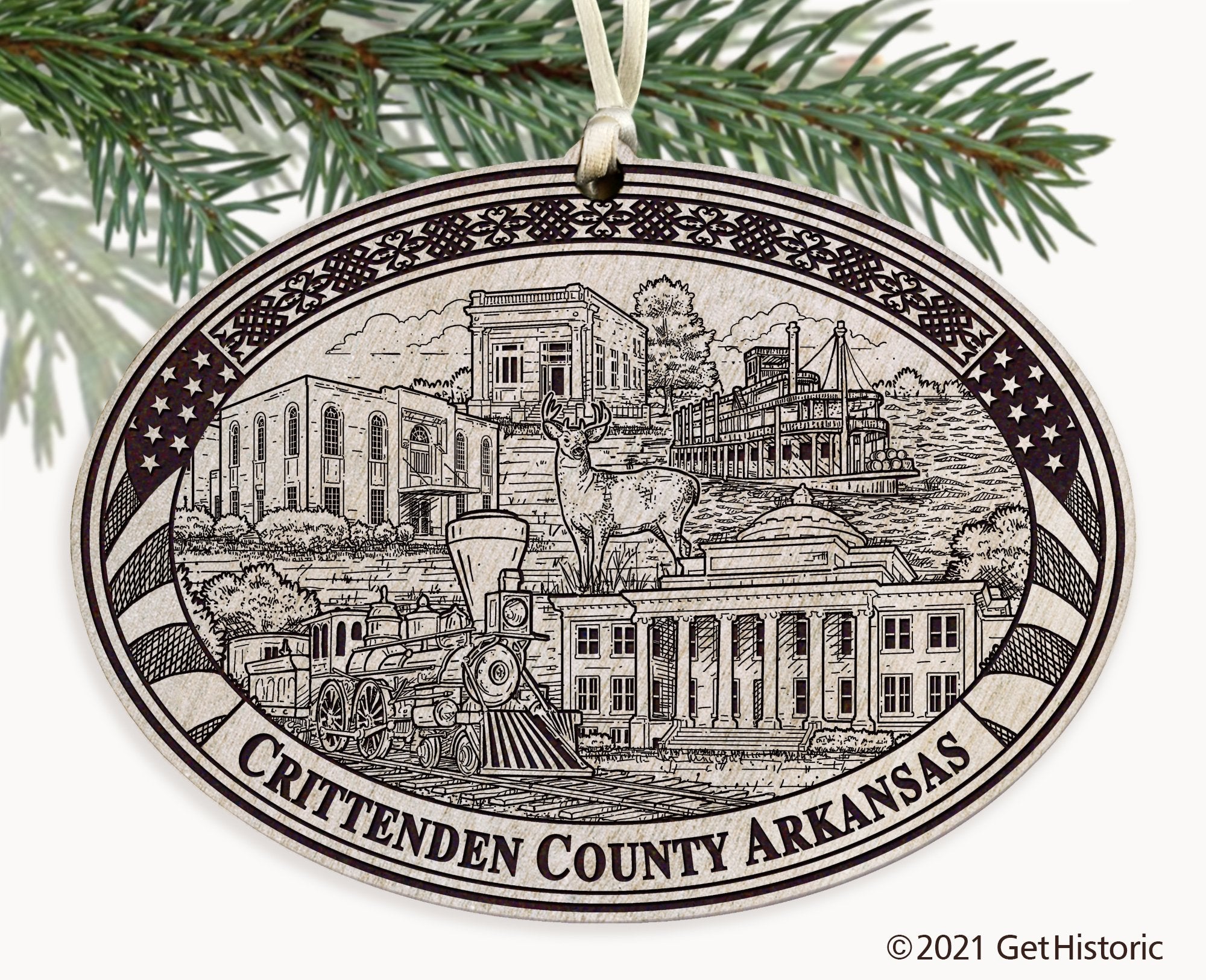 Crittenden County Arkansas Engraved Ornament