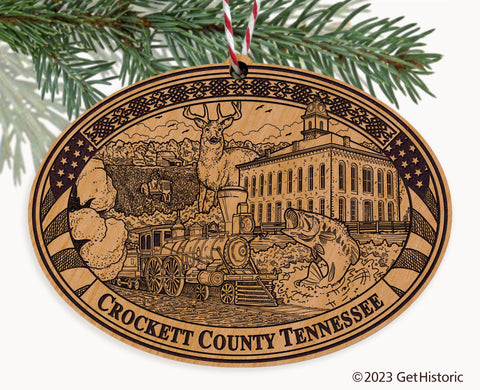 Crockett County Tennessee Engraved Natural Ornament