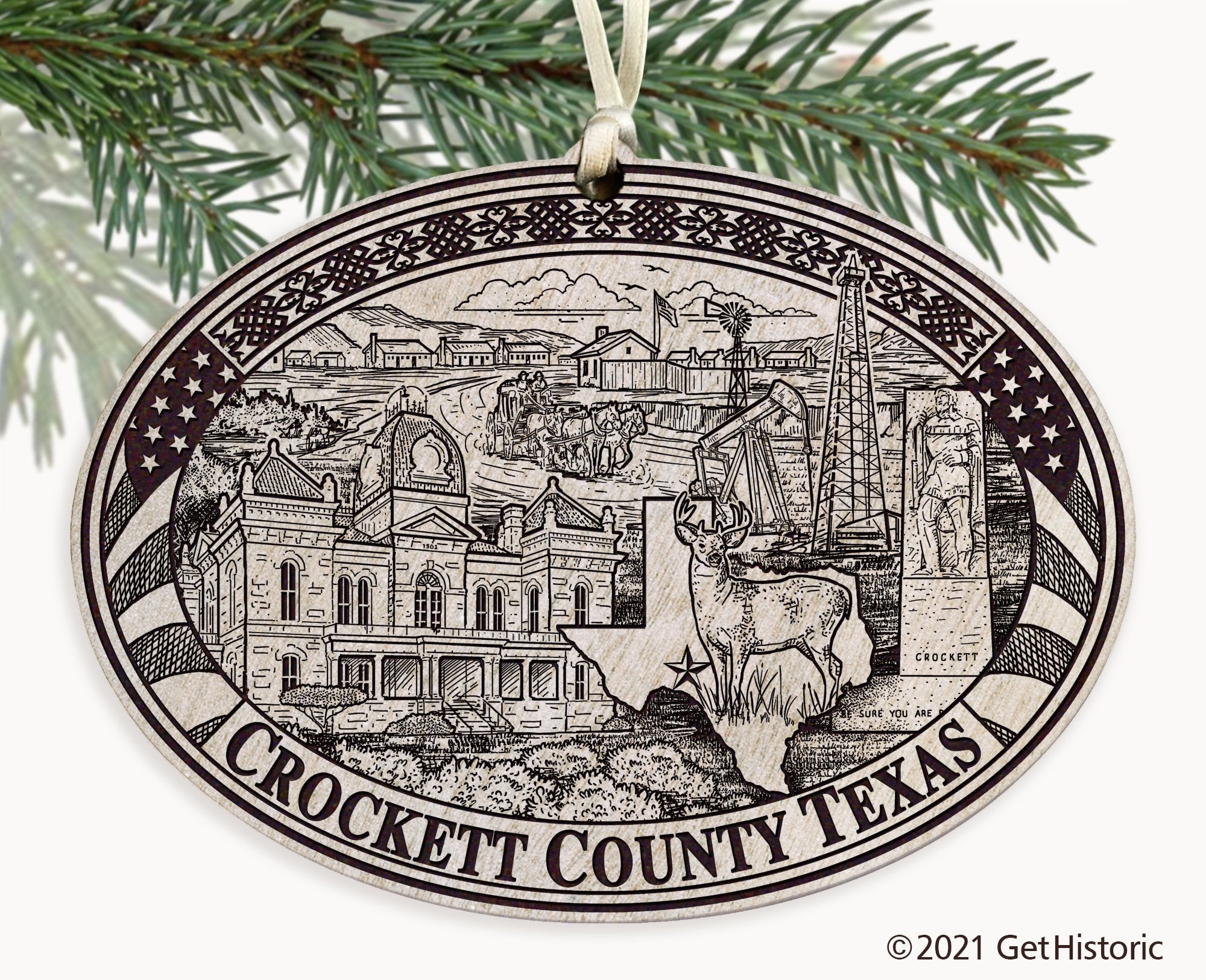 Crockett County Texas Engraved Ornament