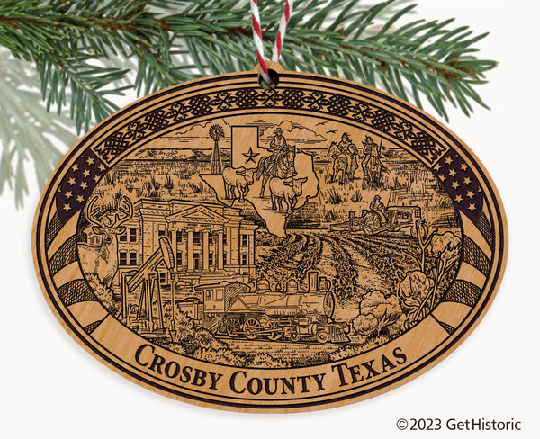 Crosby County Texas Engraved Natural Ornament
