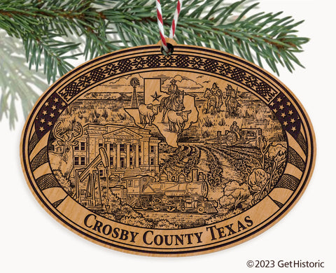 Crosby County Texas Engraved Natural Ornament
