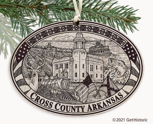 Cross County Arkansas Engraved Ornament