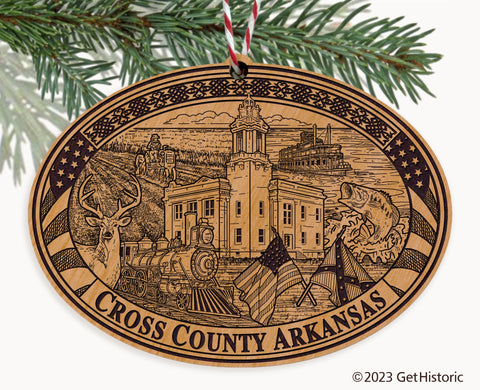 Cross County Arkansas Engraved Natural Ornament