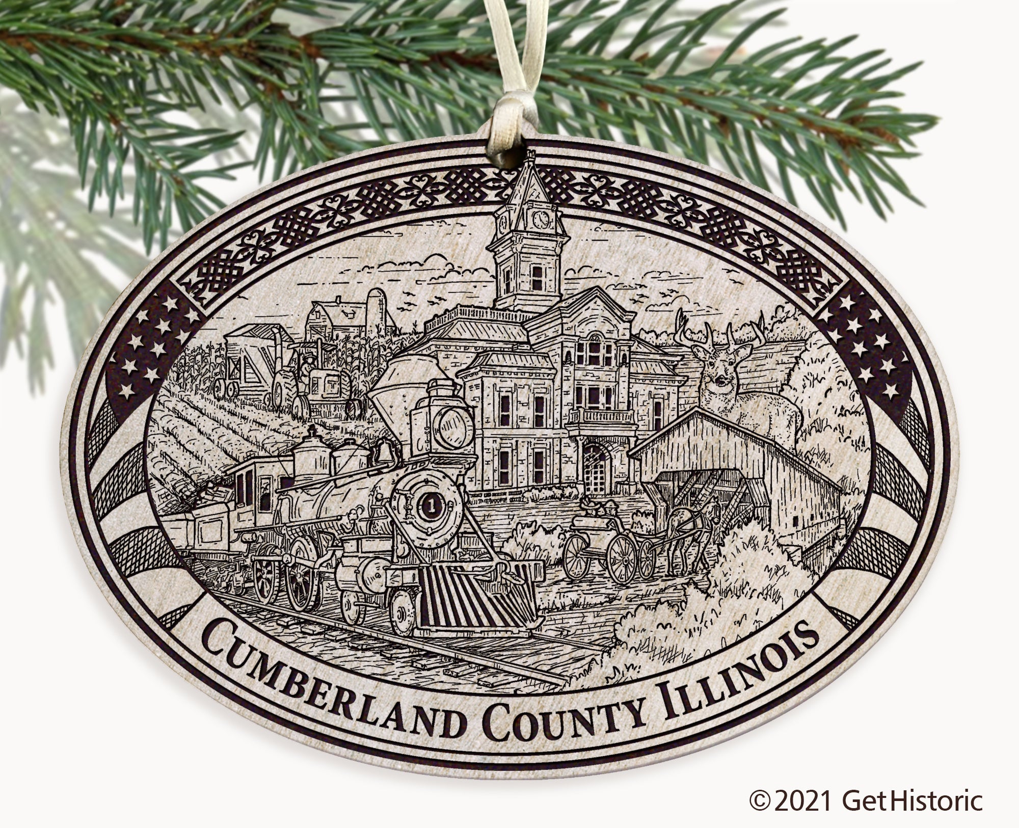 Cumberland County Illinois Engraved Ornament