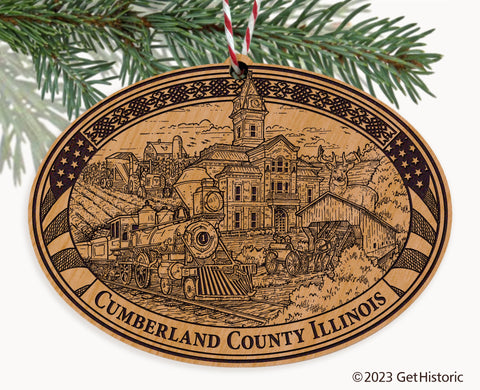 Cumberland County Illinois Engraved Natural Ornament