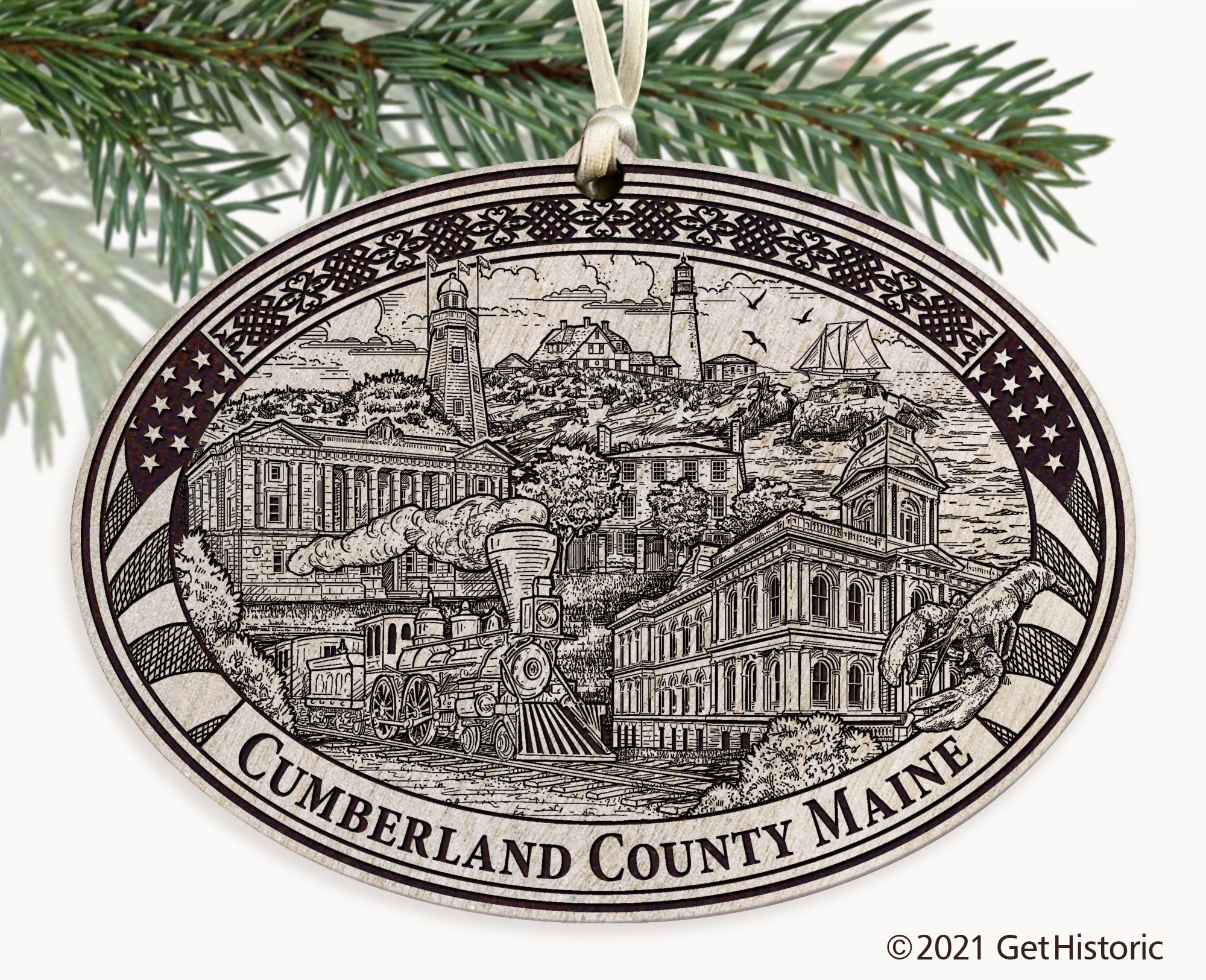Cumberland County Maine Engraved Ornament