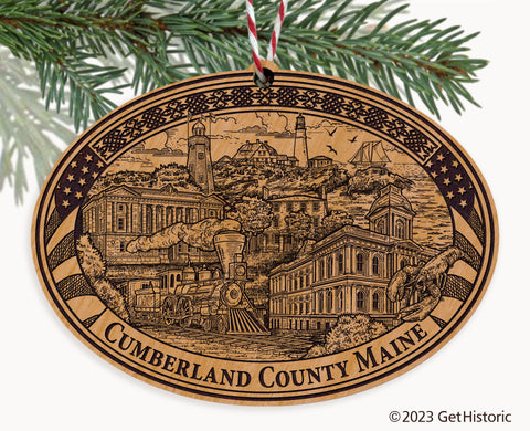 Cumberland County Maine Engraved Natural Ornament