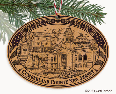 Cumberland County New Jersey Engraved Natural Ornament