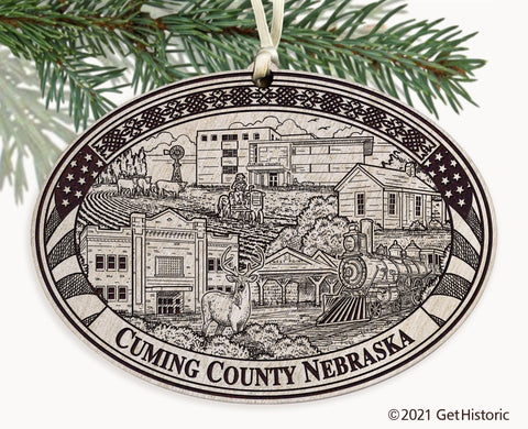 Cuming County Nebraska Engraved Ornament