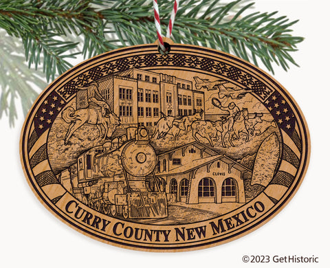 Curry County New Mexico Engraved Natural Ornament